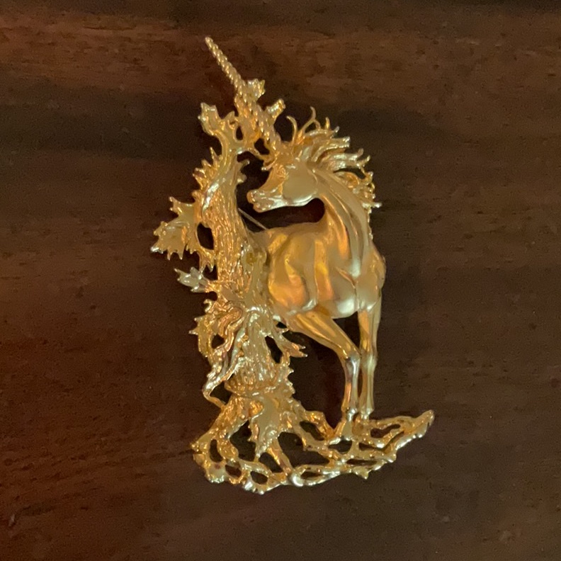 Gold Unicorn Brooch